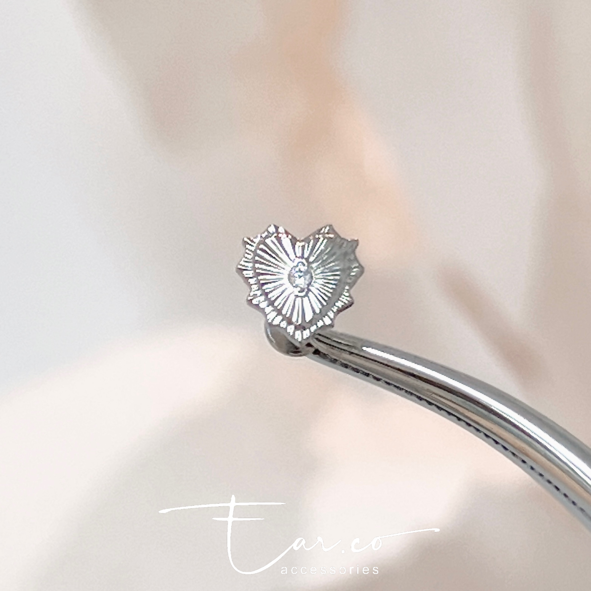 紋理閃石愛心平頭耳門/耳珠/耳骨釘 [G23 Titanium] [單支]