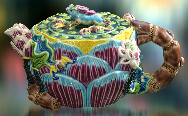 台灣國寶交趾陶｜居家開運商品 蓮 荷 茶壺