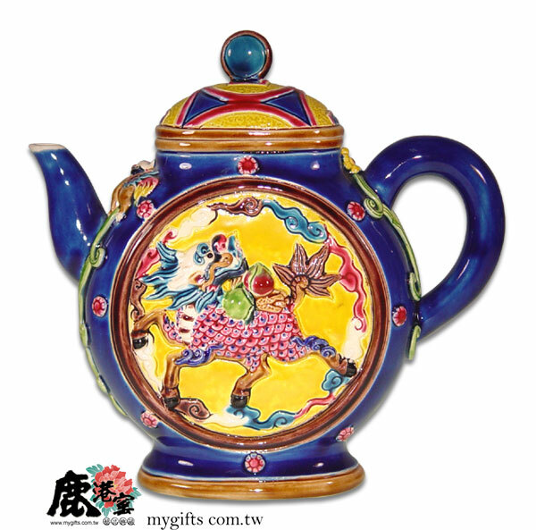 台灣國寶交趾陶｜居家開運商品 瑞寶麒麟茶壺