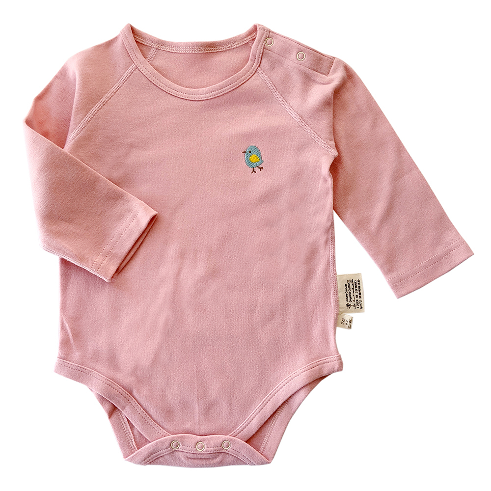 有機棉嬰幼兒柔適長袖連身衣-粉紅 | 藍天畫布有機棉