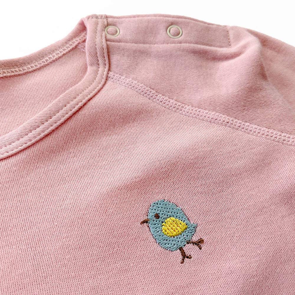 有機棉嬰幼兒柔適長袖連身衣-粉紅 | 藍天畫布有機棉