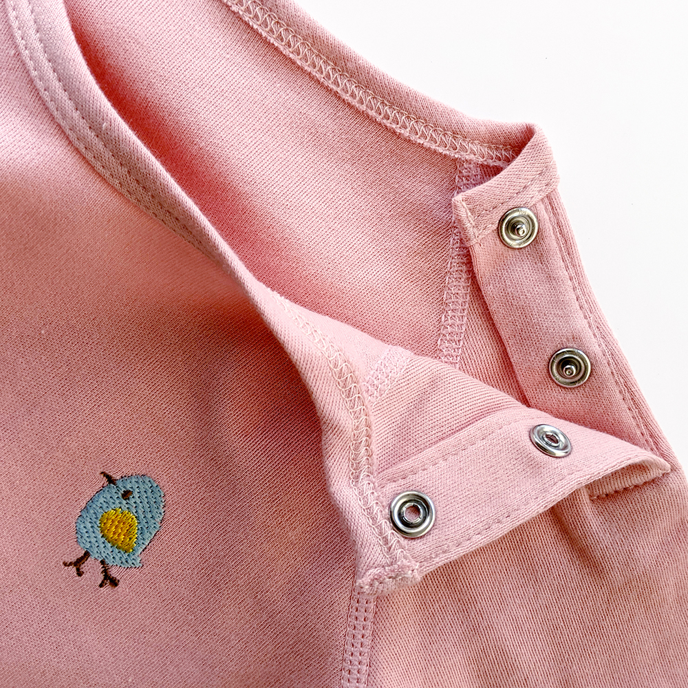 有機棉嬰幼兒柔適長袖連身衣-粉紅 | 藍天畫布有機棉