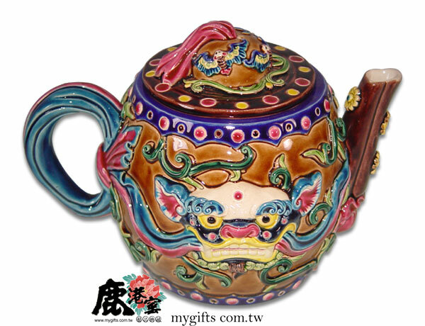 台灣國寶交趾陶｜居家開運商品 鼓獅茶壺