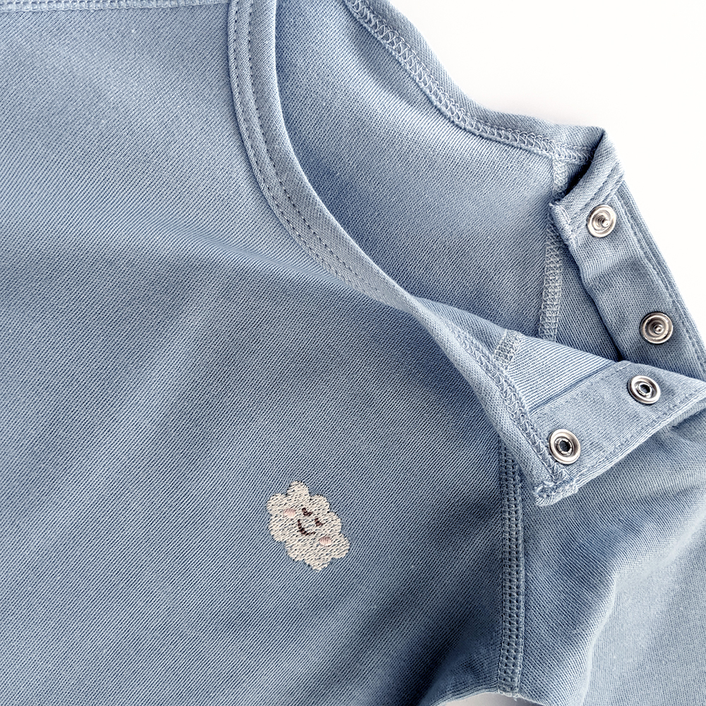 有機棉嬰幼兒柔適長袖連身衣-淺藍 | 藍天畫布有機棉