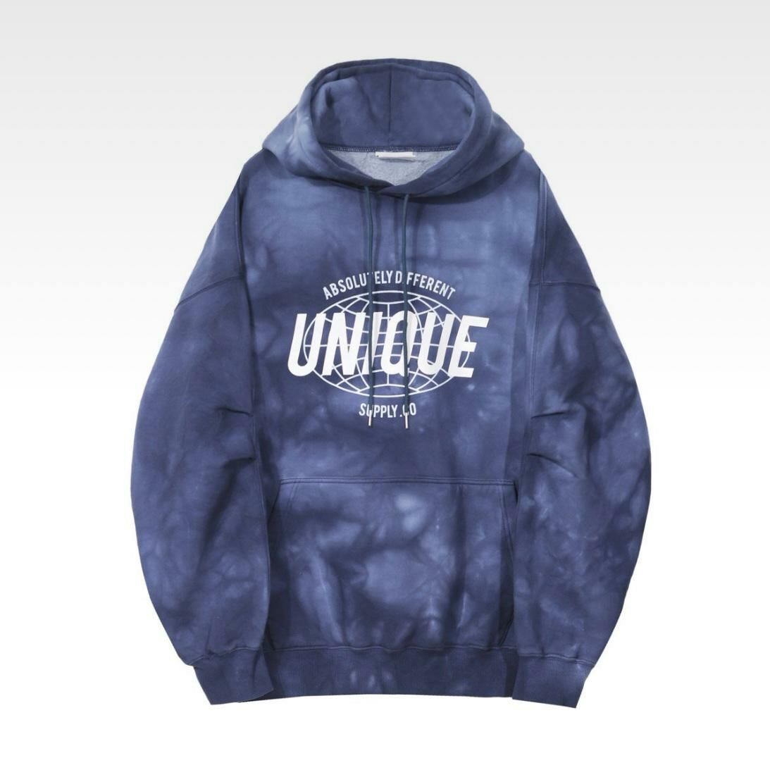 紮染英文字圖案連帽衛衣(薄抓毛底) Clear-026T