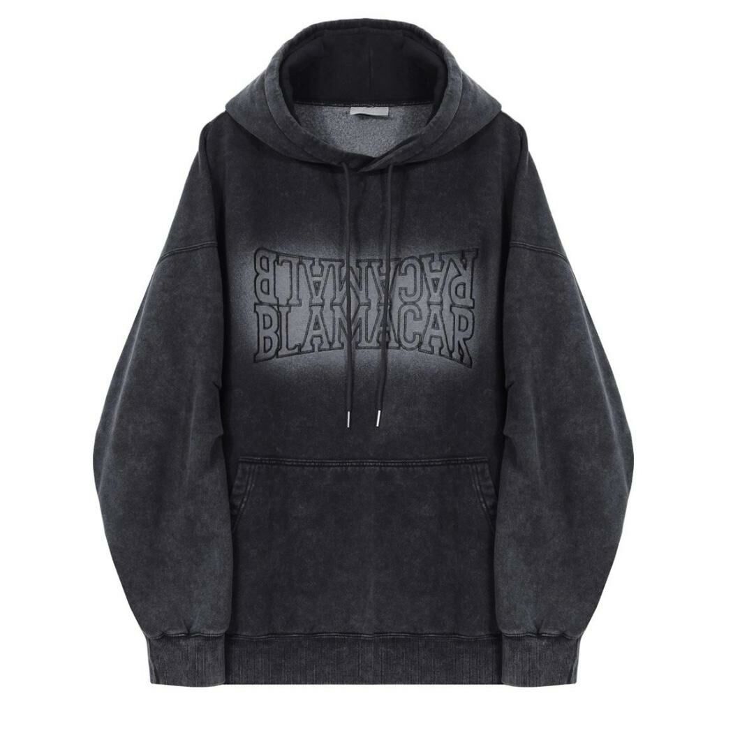 洗水英文字連帽衛衣(薄抓毛底) Clear-027T