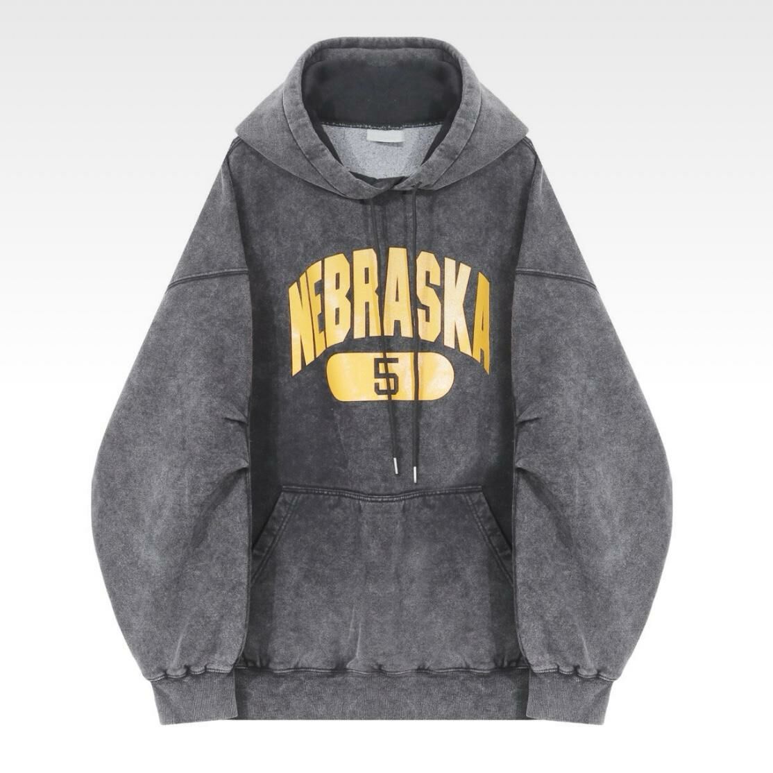 洗水英文字連帽衛衣(薄抓毛底) Clear-030T