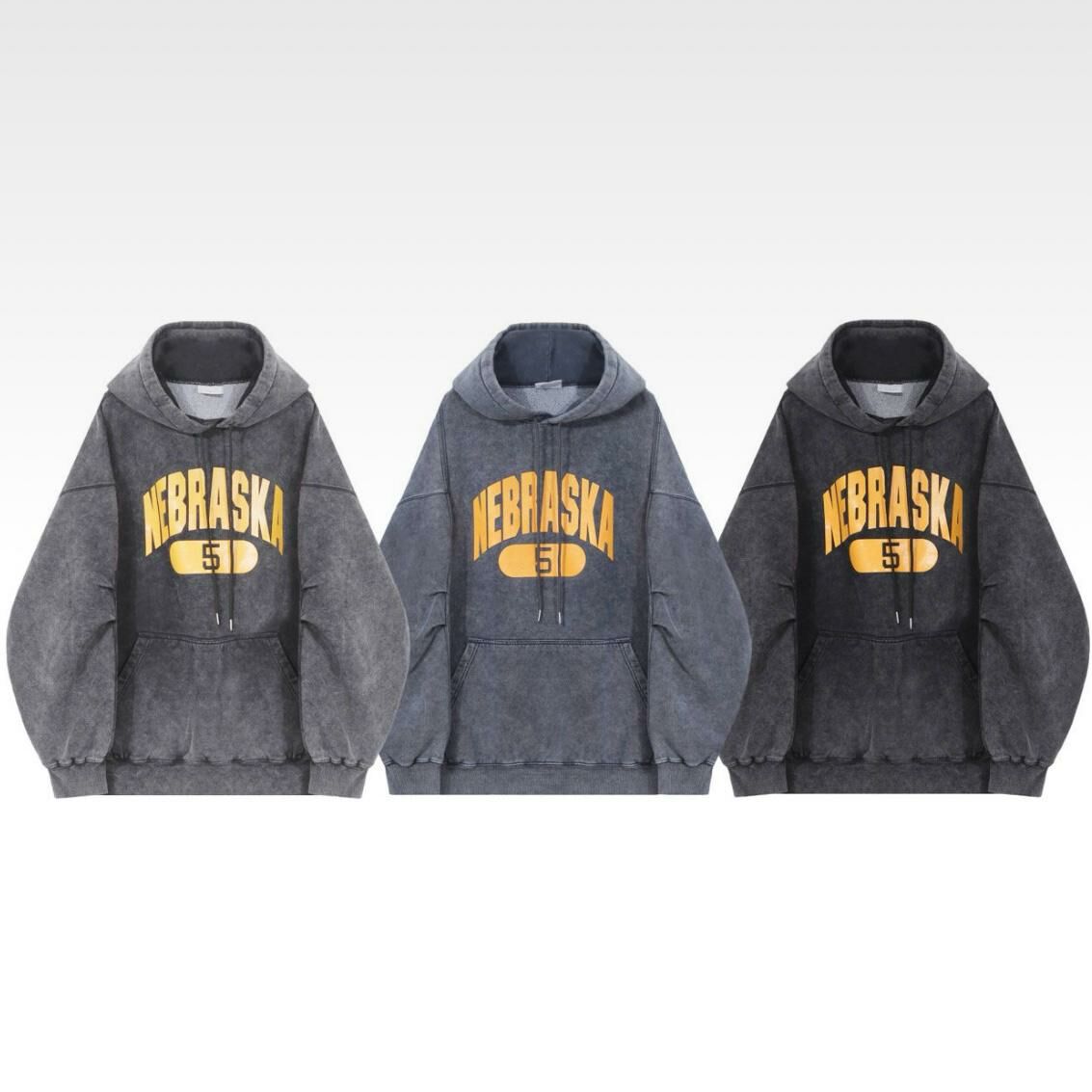 洗水英文字連帽衛衣(薄抓毛底) Clear-030T