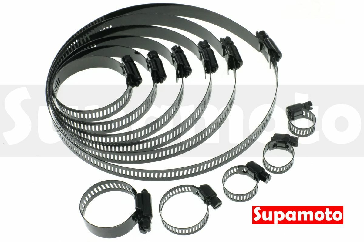 -Supamoto- 黑色 不鏽鋼 束環 喉箍 卡箍 管束 束帶 可調式 排氣管 防燙蓋 管夾 sus304