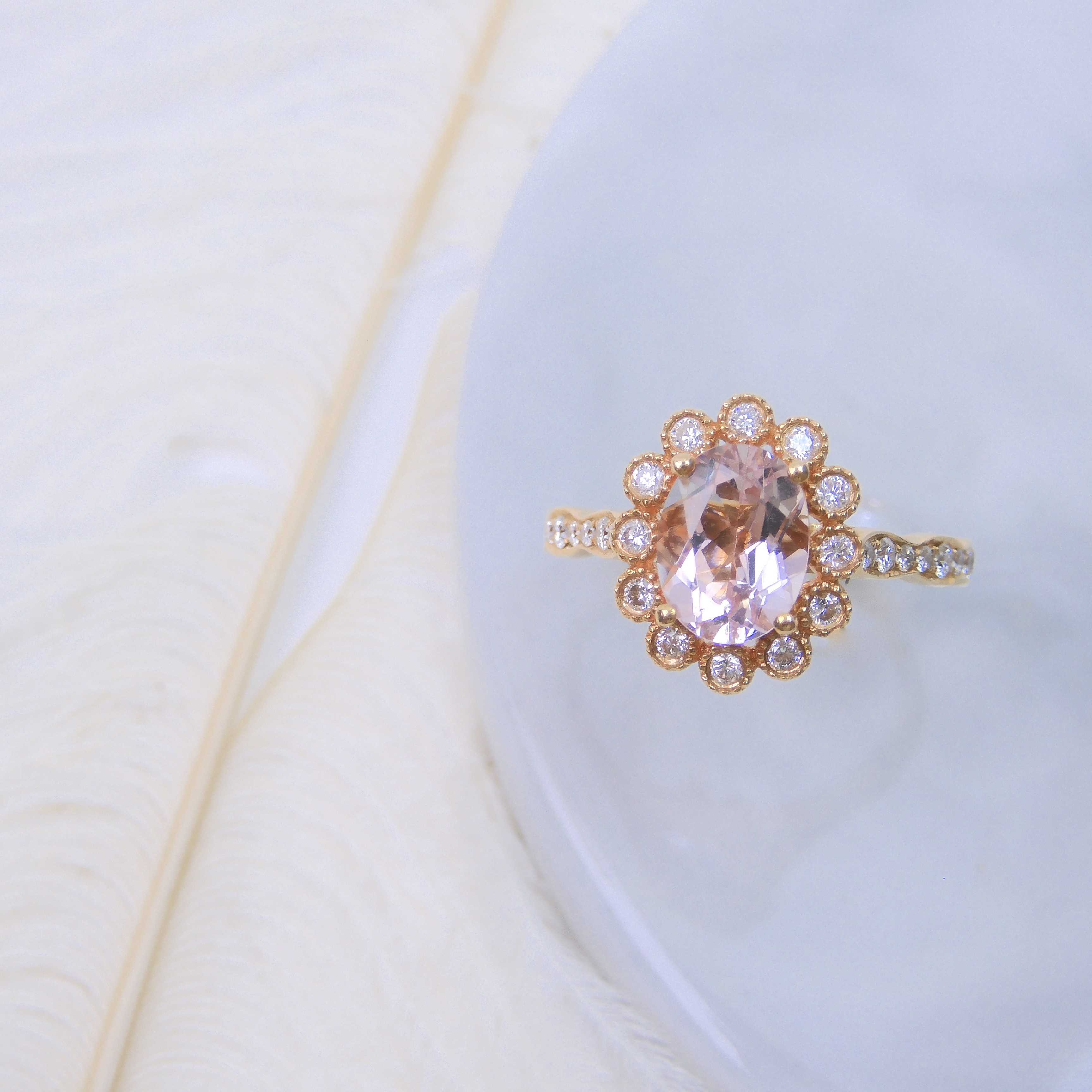 18K金 1.2ct 摩根石戒指