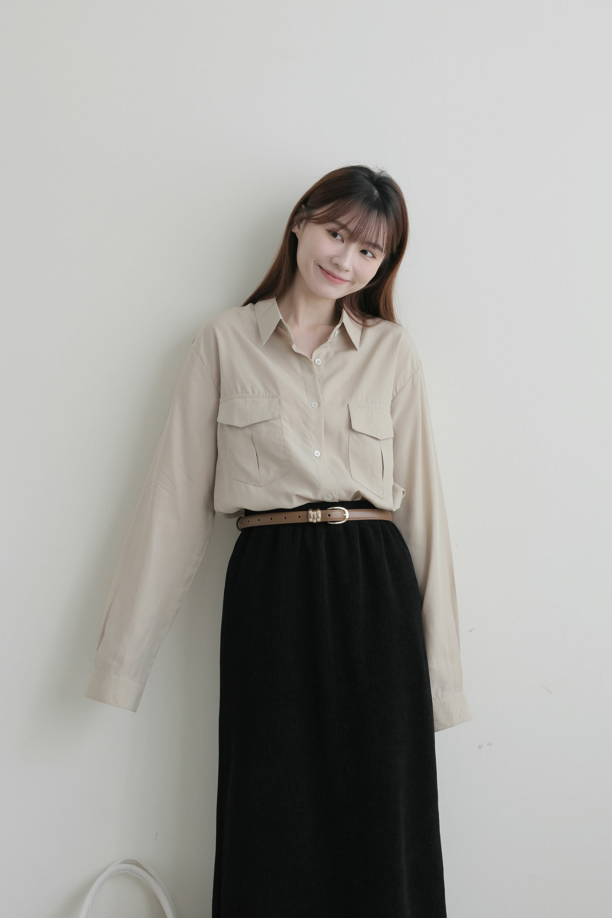 SALE500 OH!HER 前雙口袋滑順絲質感襯衫