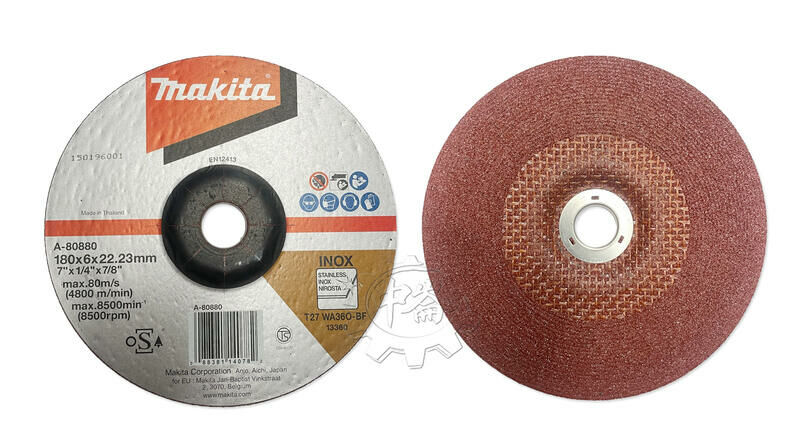 ＊中崙五金【附發票】牧田 研磨砂輪片 研磨片180*6*22.23mm WA36O不鏽鋼用 A-80880(單片/1盒)