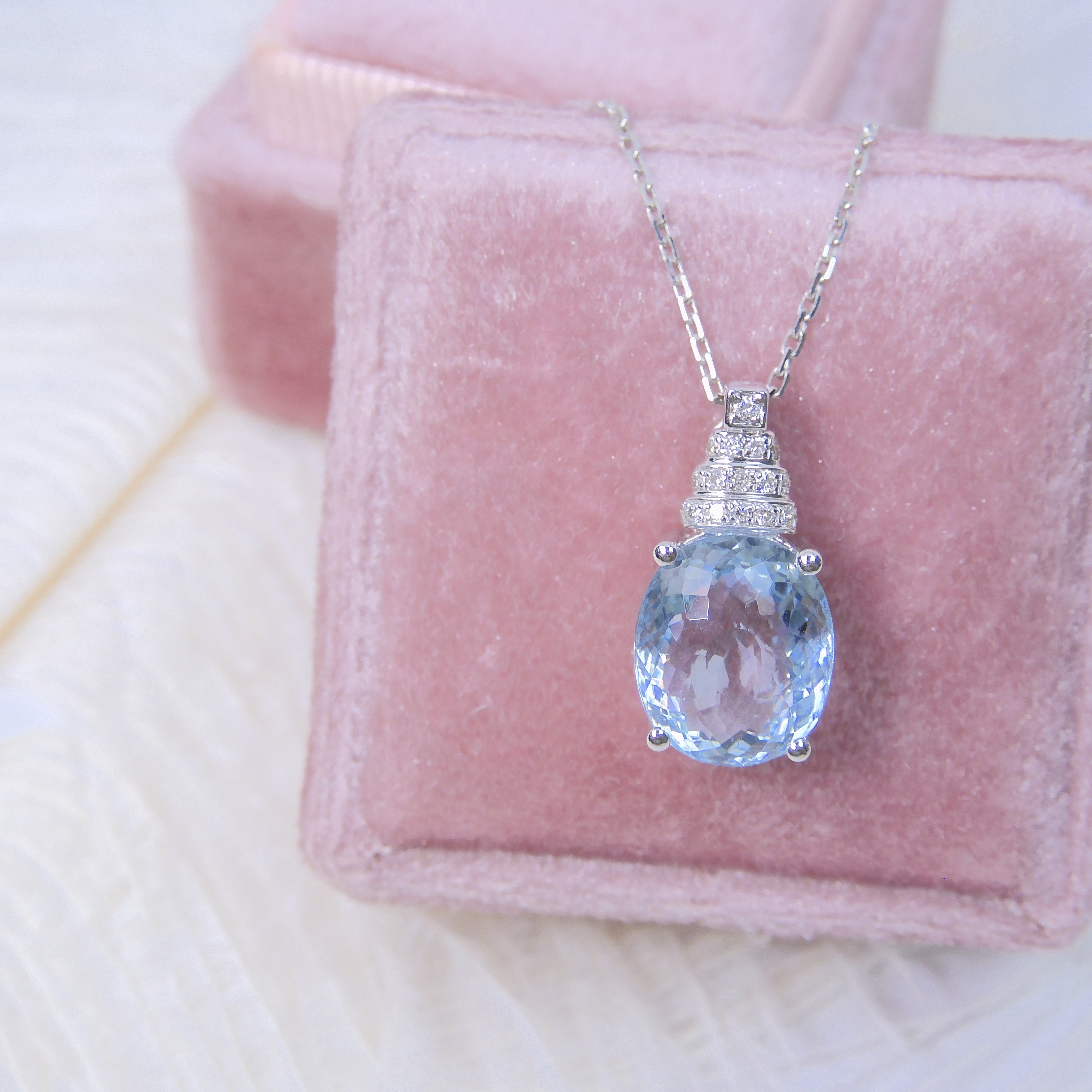 18K金 3.68ct 海藍寶項鏈 (配國際證書)