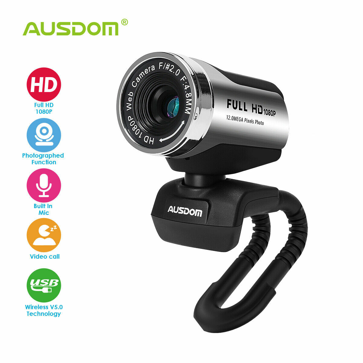 AUSDOM - AW615 | 1080P 網路攝影機 (免驅動程式)