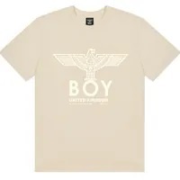 [S] BOYLONDON UNISEX SEMI-OVERFIT LOGO T-SHIRT,BEIGE, BC2TS3001U30 (SBB369)