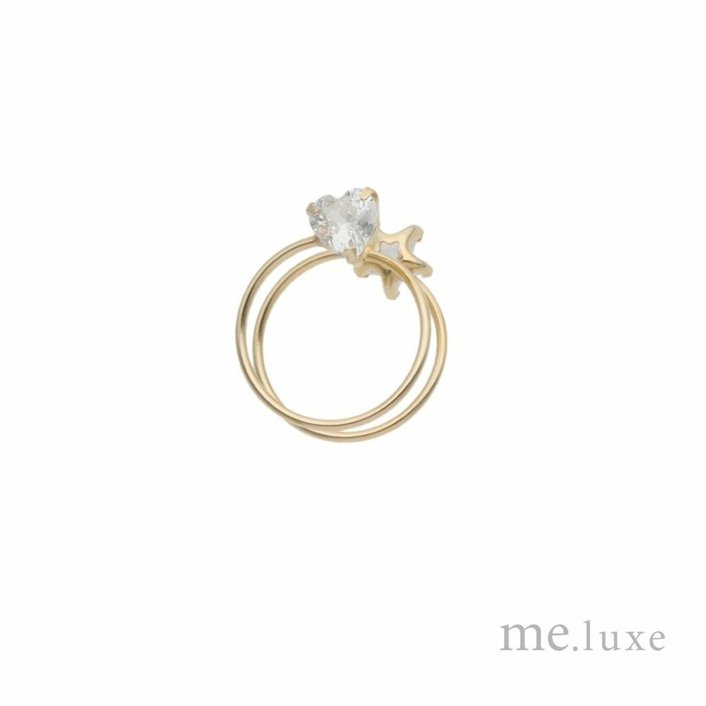 【me.luxe】K10星心雙鋯石耳夾(單只)