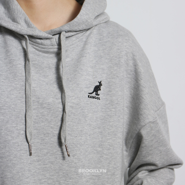 KANGOL 帽T 灰色 長版 薄 後背大LOGO 長袖 休閒 女 6152158012