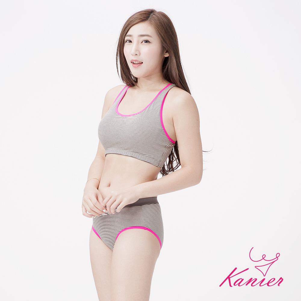 【Kanier卡妮兒】元氣女孩 有機棉 運動內衣成套組【1209 黑色 / 桃色 -M / L / XL / XXL(Q)】