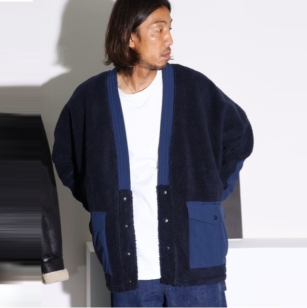 FDMTL JAPAN FLEECE CARDIGAN BOA JACKET - NAVY PRE ORDER ITEM (預訂中)