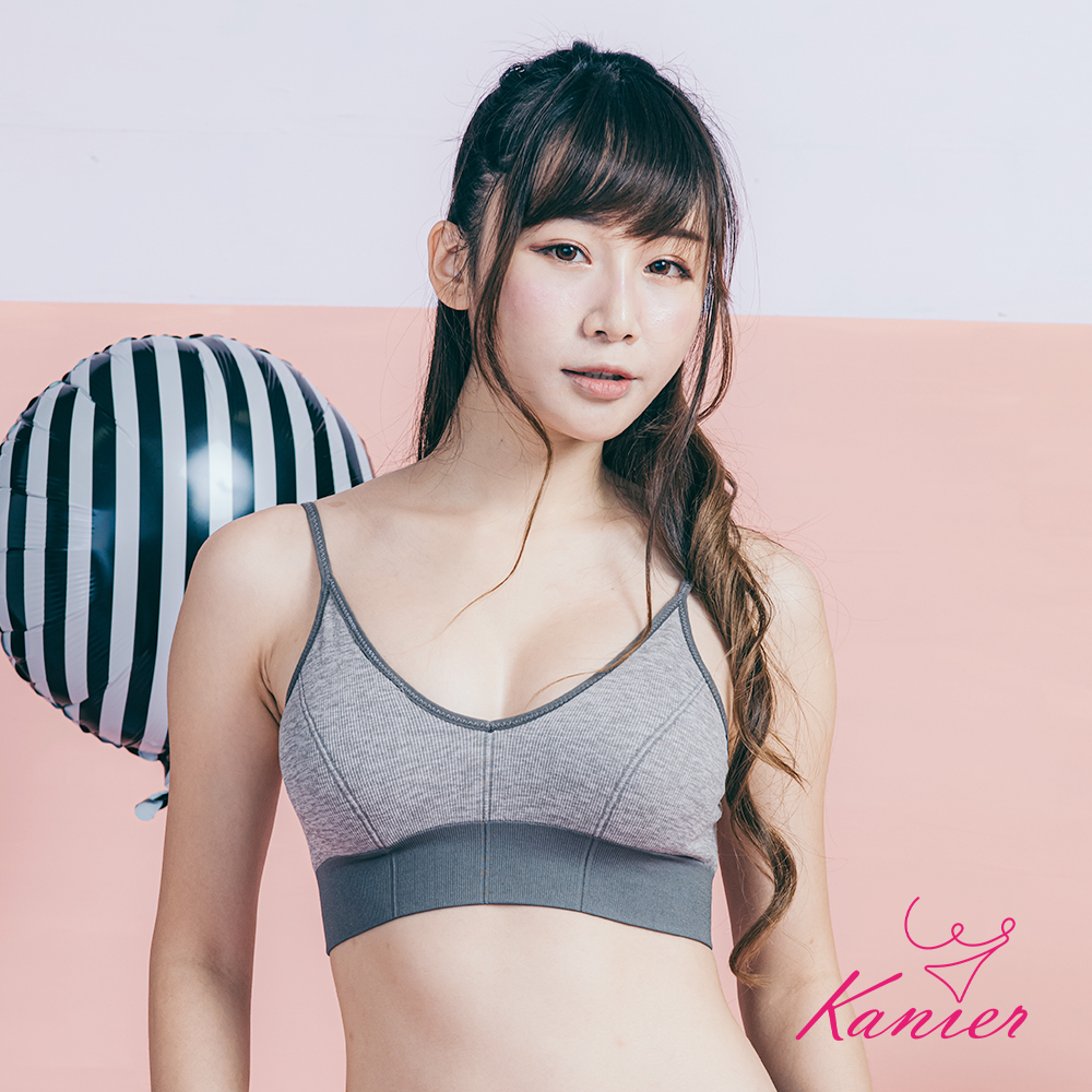 【Kanier卡妮兒】大U美背無縫彩紋細肩小可愛 無鋼圈內衣【5013 灰色 -M / L / XL / Q】