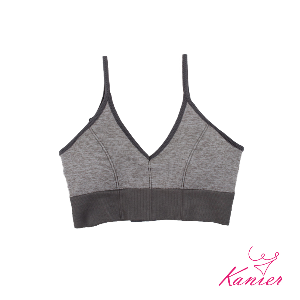 【Kanier卡妮兒】大U美背無縫彩紋細肩小可愛 無鋼圈內衣【5013 灰色 -M / L / XL / Q】