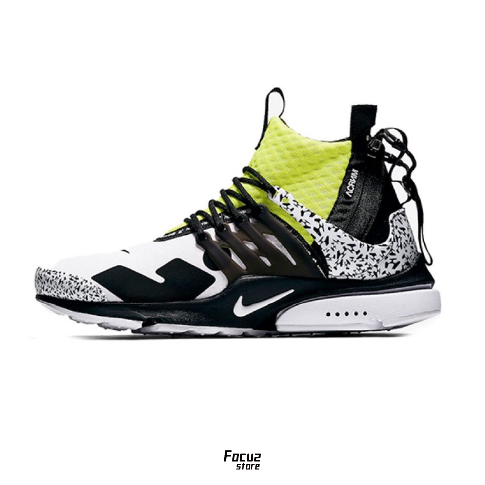 【Focus Store】零碼特惠 Acronym x Nike Air Presto Mid "Dynamic Yellow" 螢光黑白 AH7832-100