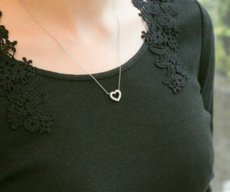 【me.luxe】SV閃亮鋯石愛心鍊