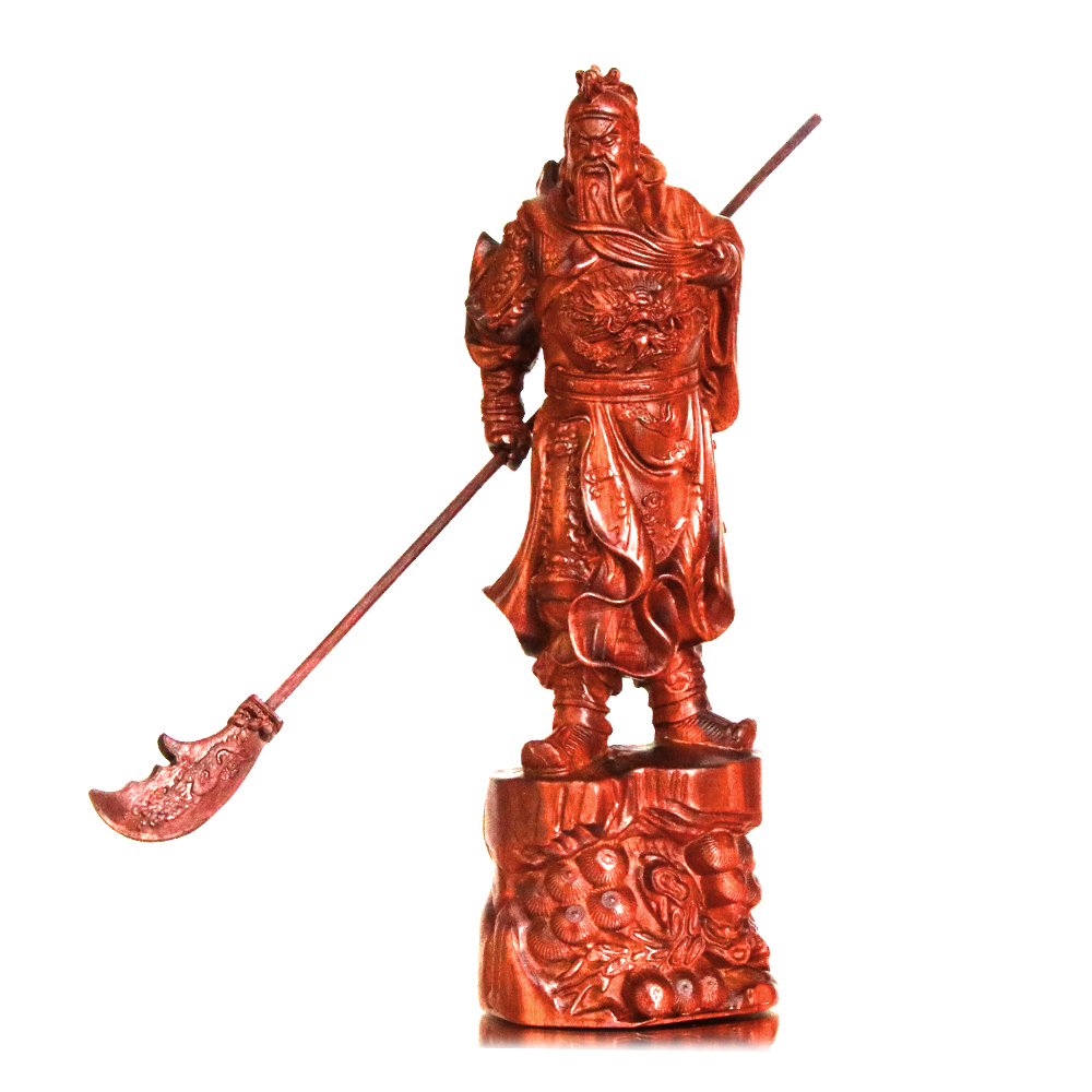 【菩提居】血檀雙刀長松武財神關公擺件 (廠商直出、不參加免運及滿額贈優惠)