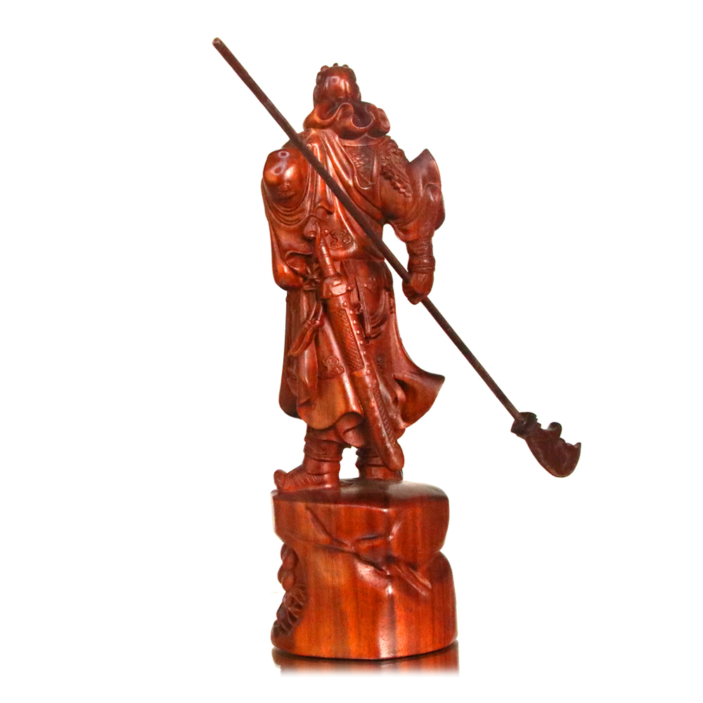 【菩提居】血檀雙刀長松武財神關公擺件 (廠商直出、不參加免運及滿額贈優惠)