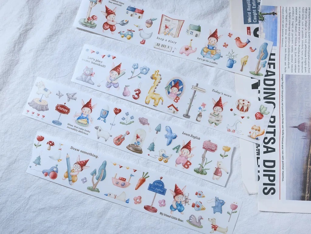 Sonia．兔娃心曲:玩具樂章 5cm日本和紙膠帶 <整捲/分裝>