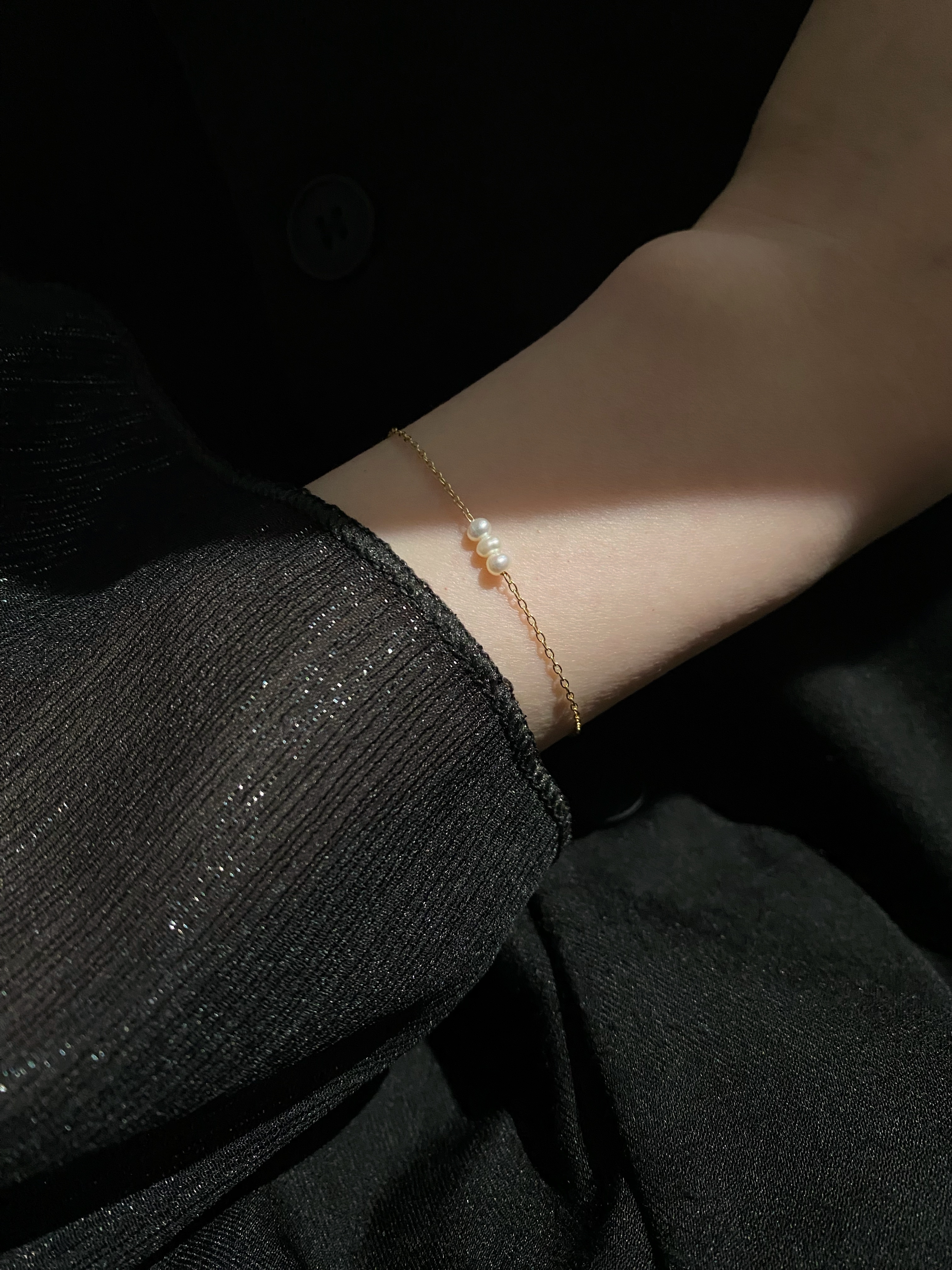 迷你三顆珍珠手鍊