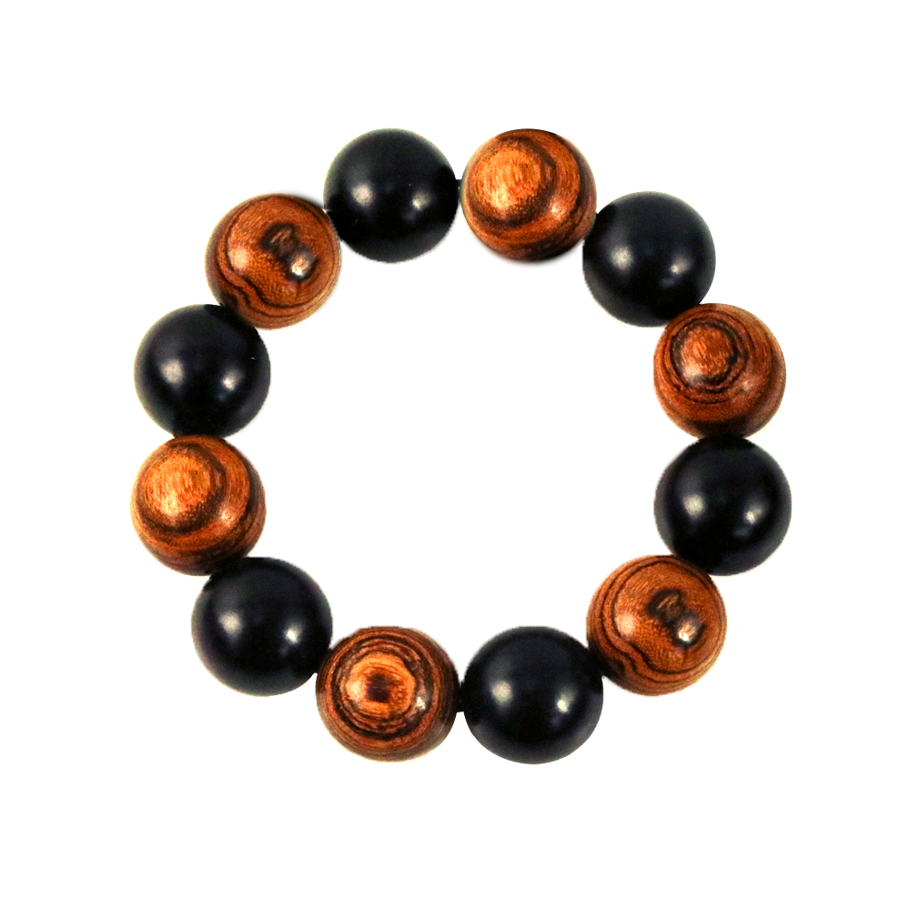 【菩提居】黑檀+虎皮手珠20mm