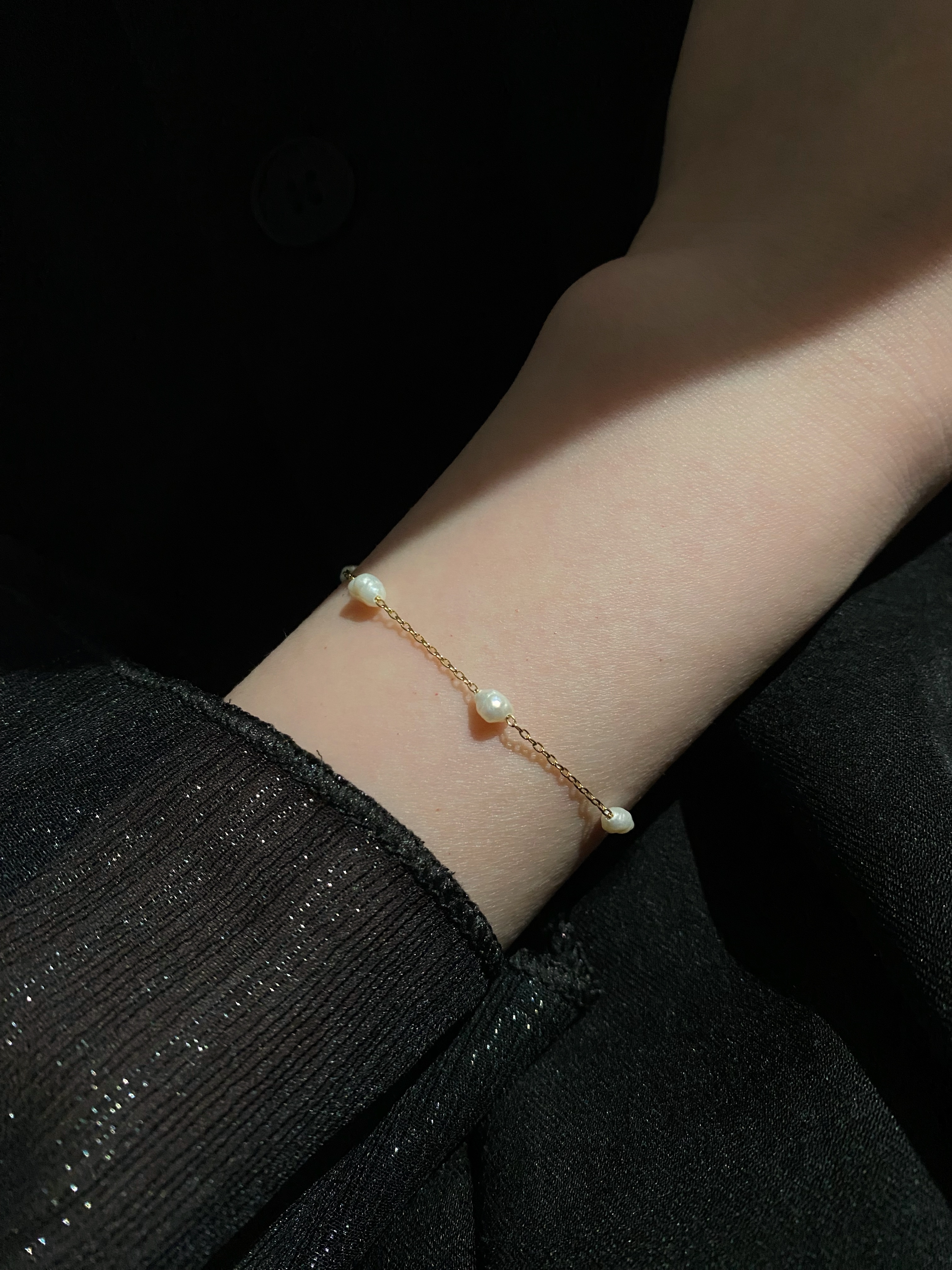 金塊珍珠間隔手鍊