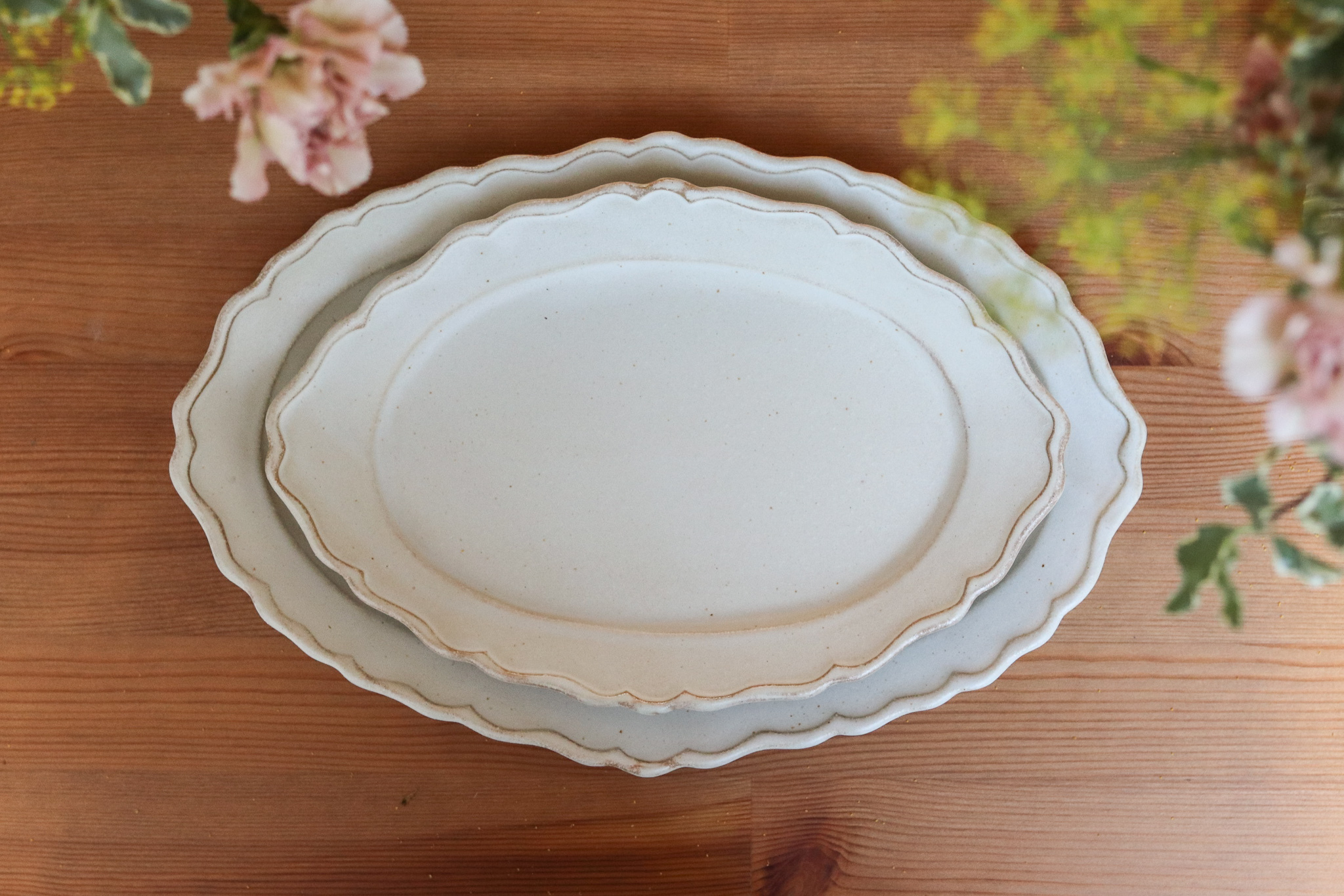 Mashiko Yaki 益子燒 若林健吾 西洋花邊 橢圓皿