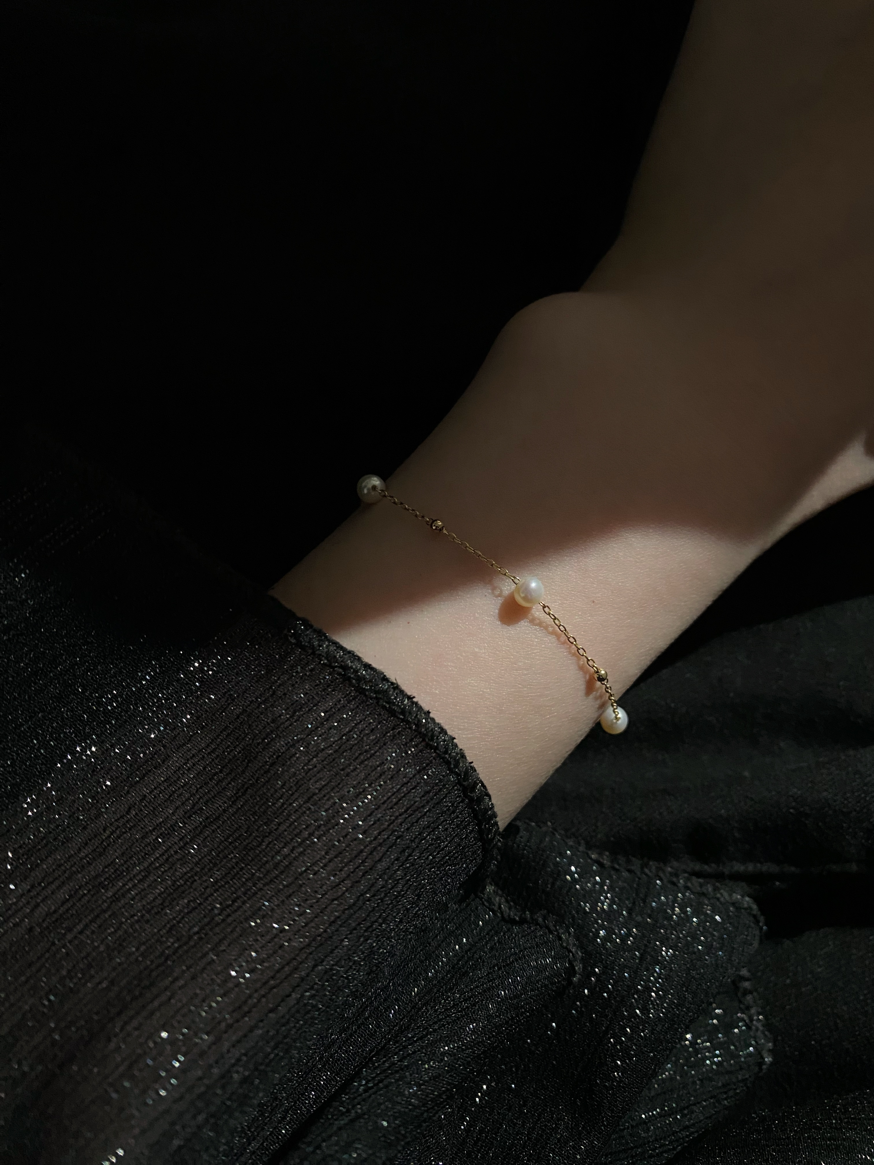 大珍珠小金珠手鍊