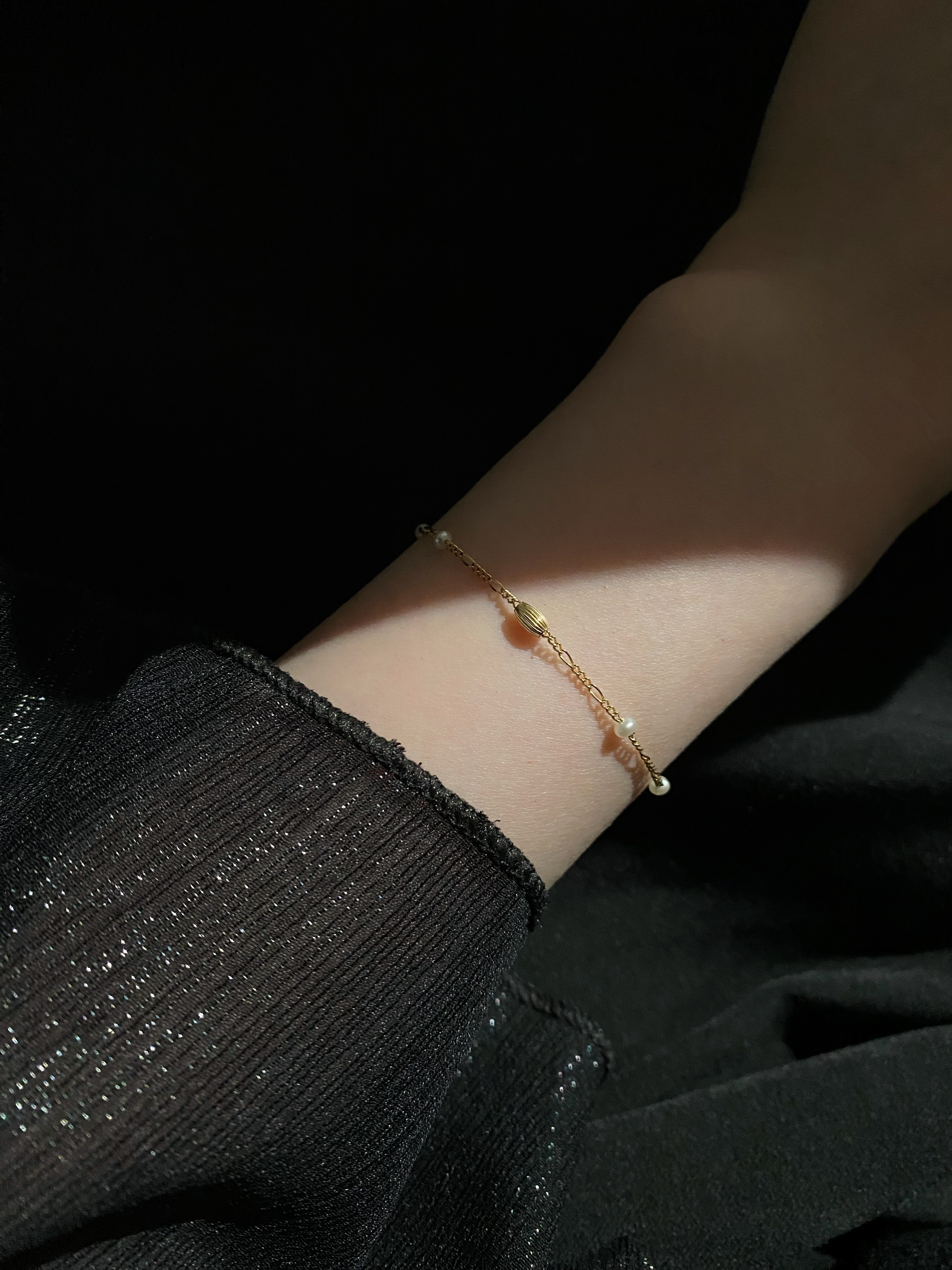 費加洛杏仁金管珍珠手鍊