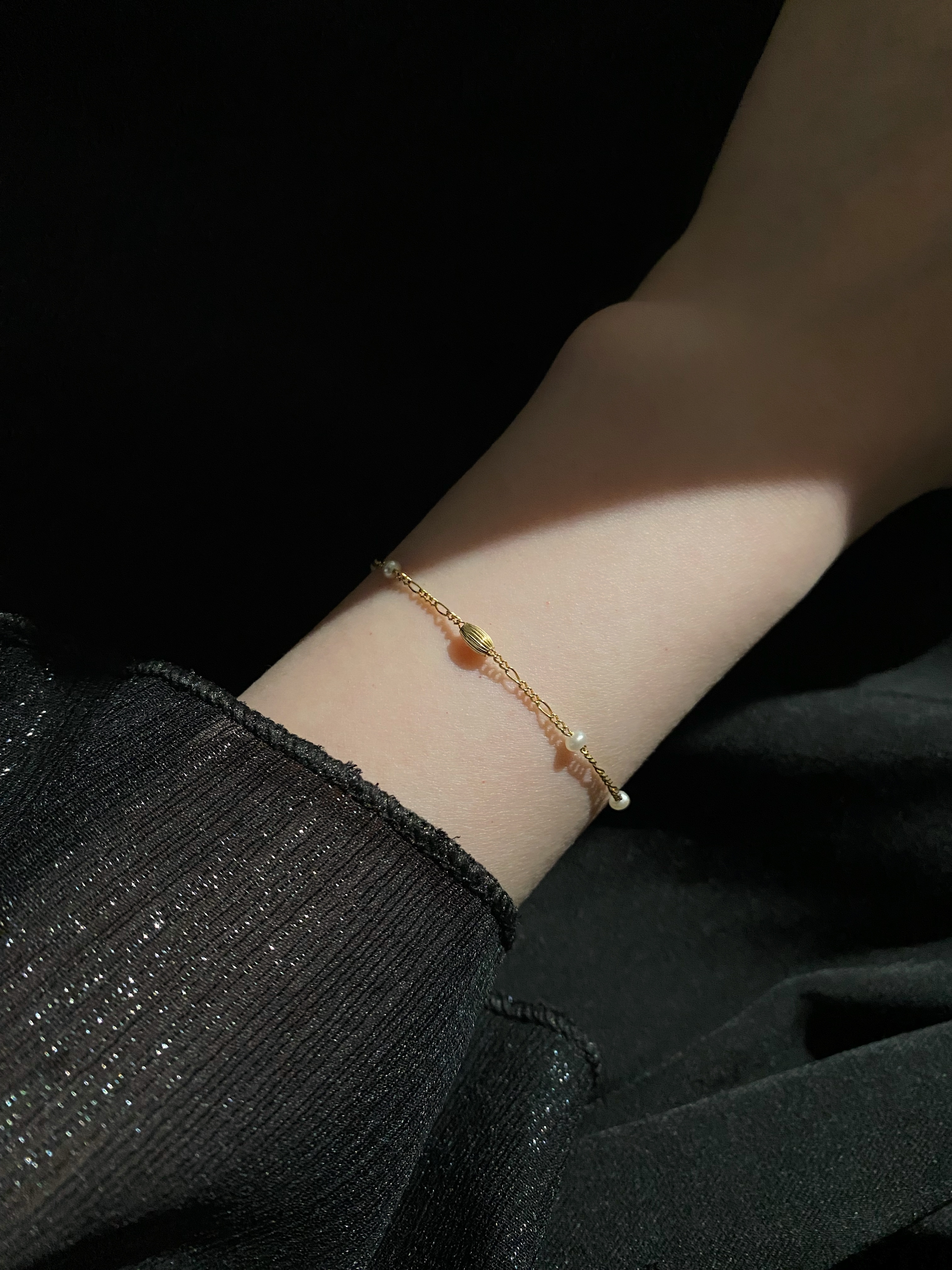 費加洛杏仁金管珍珠手鍊