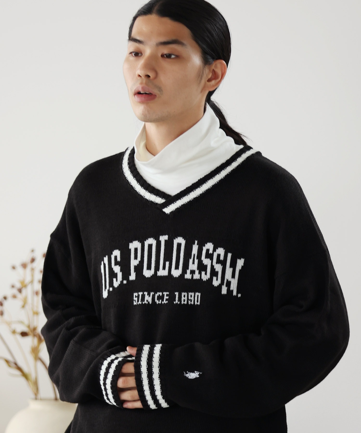 🇯🇵 U.S. POLO 針織毛衣 V領 撞色 寬鬆 男女款 / 現貨✨