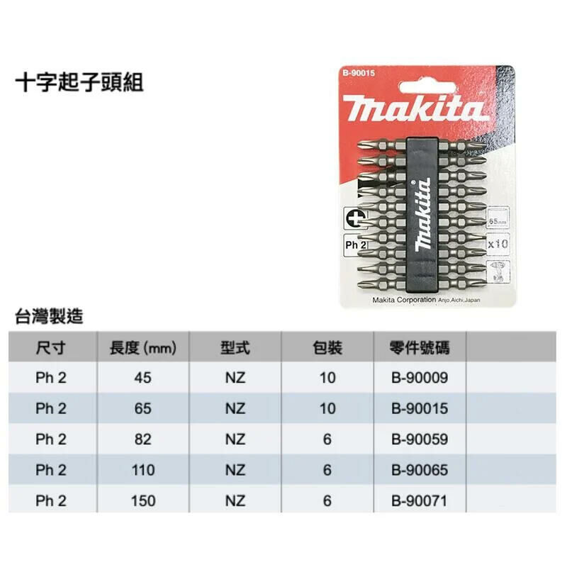 ＊中崙五金【附發票】牧田 Makita B-90009 雙十字起子頭 PH2 *45mm 電動起子頭 氣動起子頭