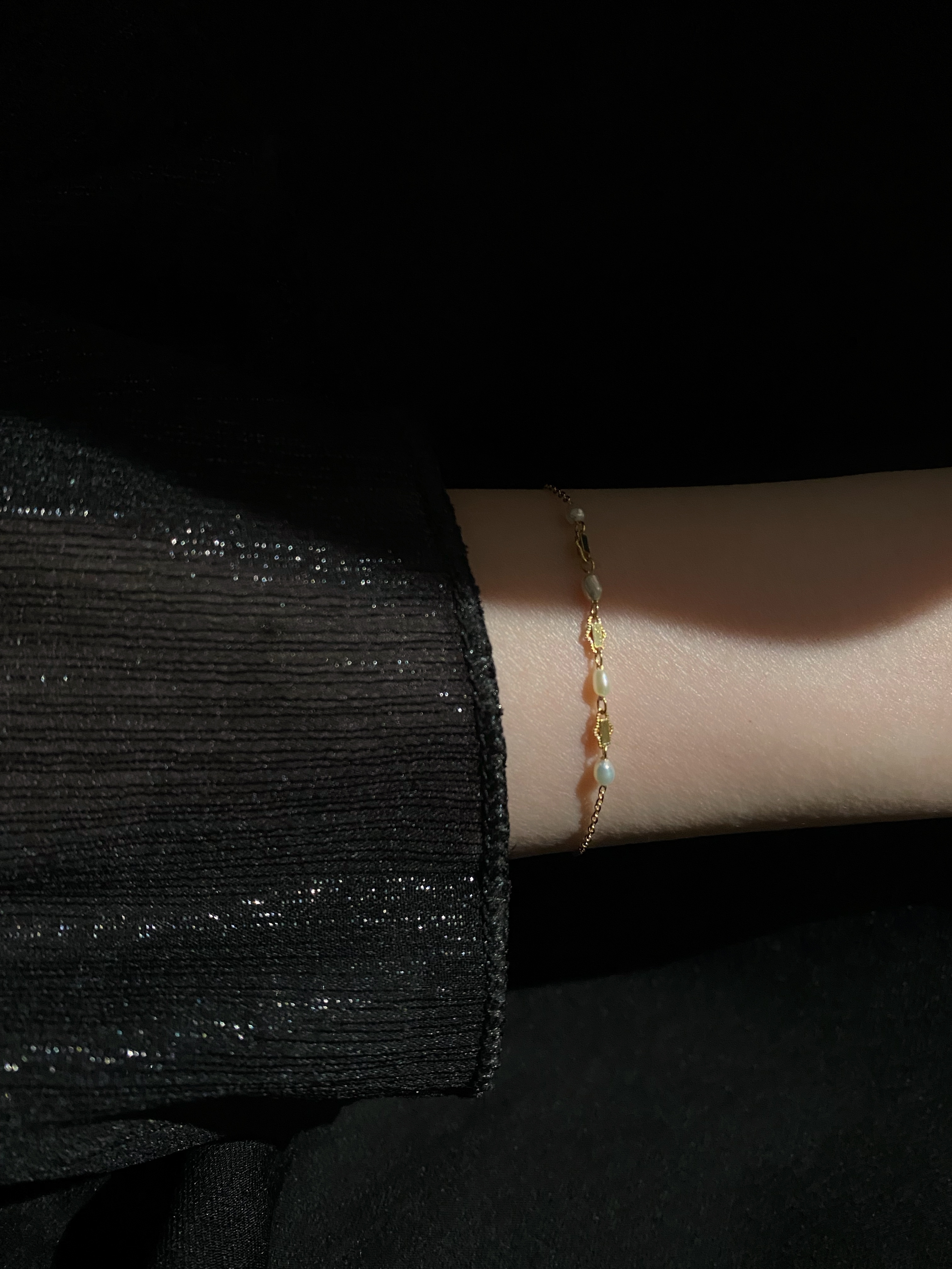 公主壓花雲朵珍珠手鍊