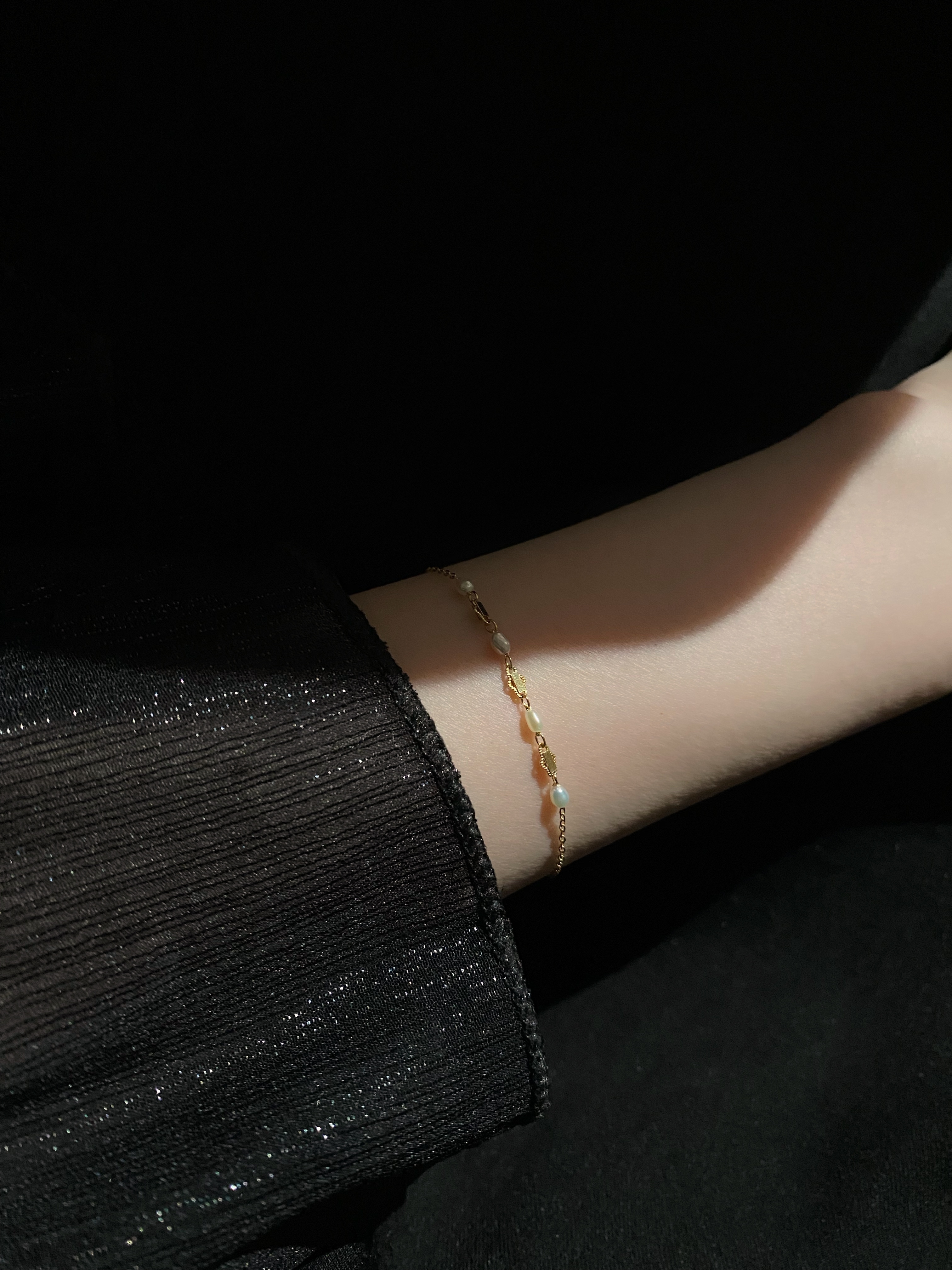 公主壓花雲朵珍珠手鍊