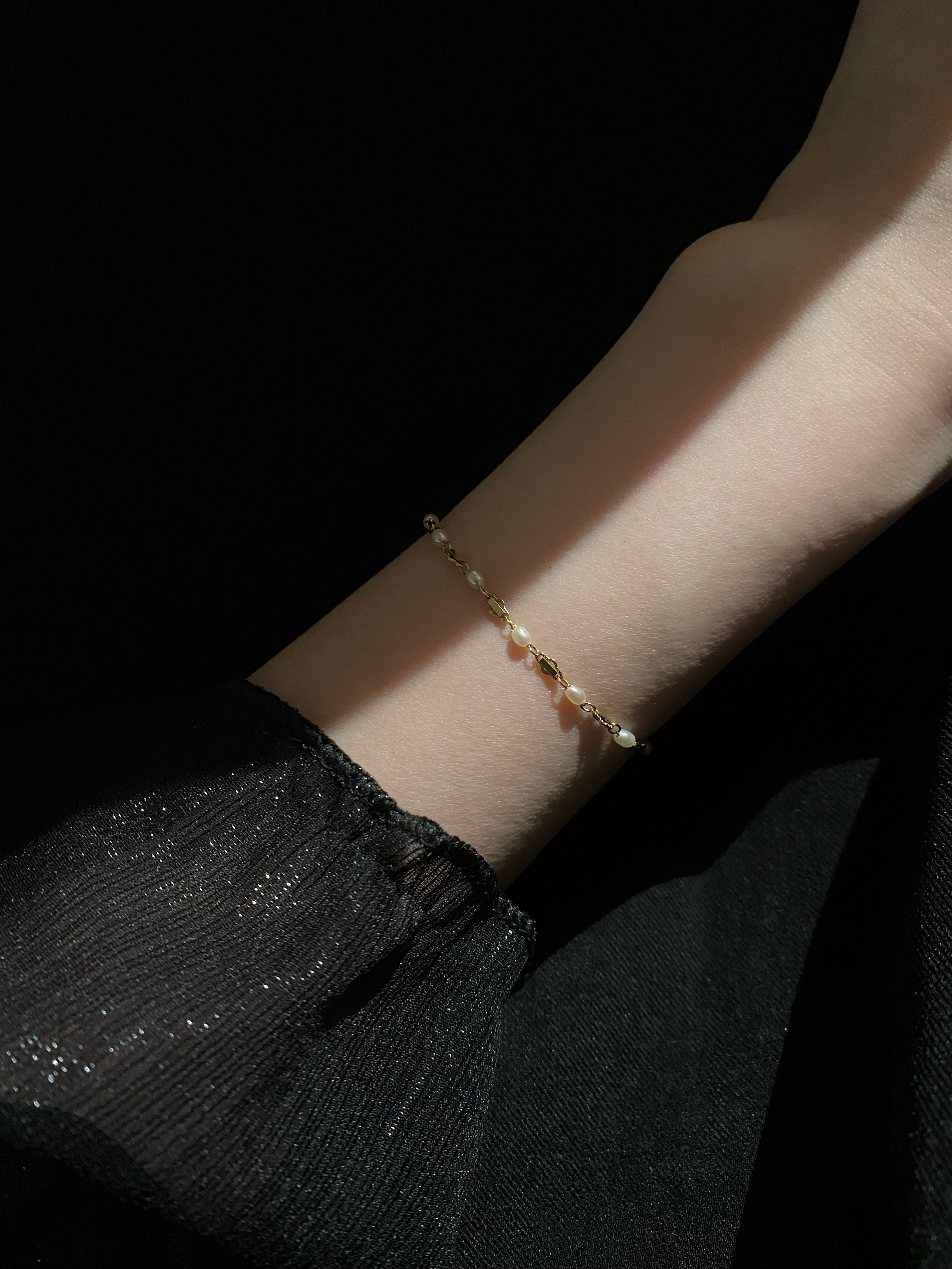 整圈壓花雲朵珍珠手鍊