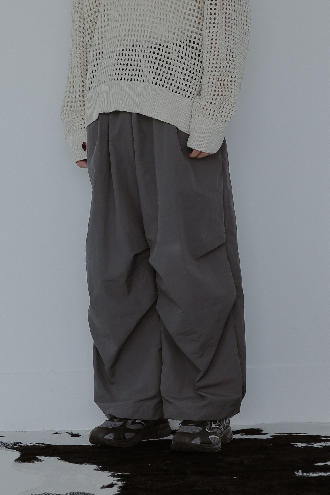Pin-Tuck Wide Nylon Pants #工裝褲