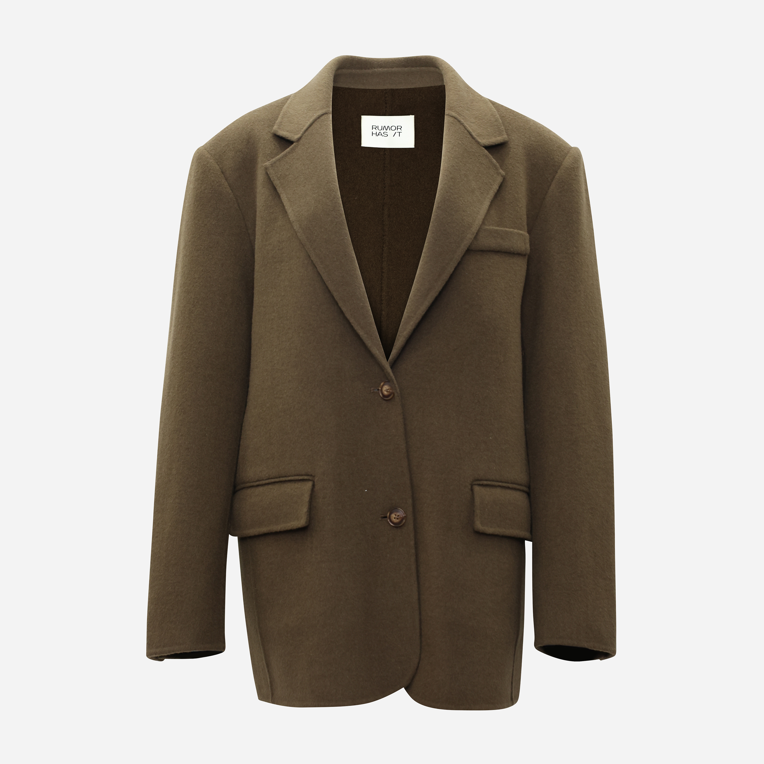 Oversized Wool Blazer-Dark Brown