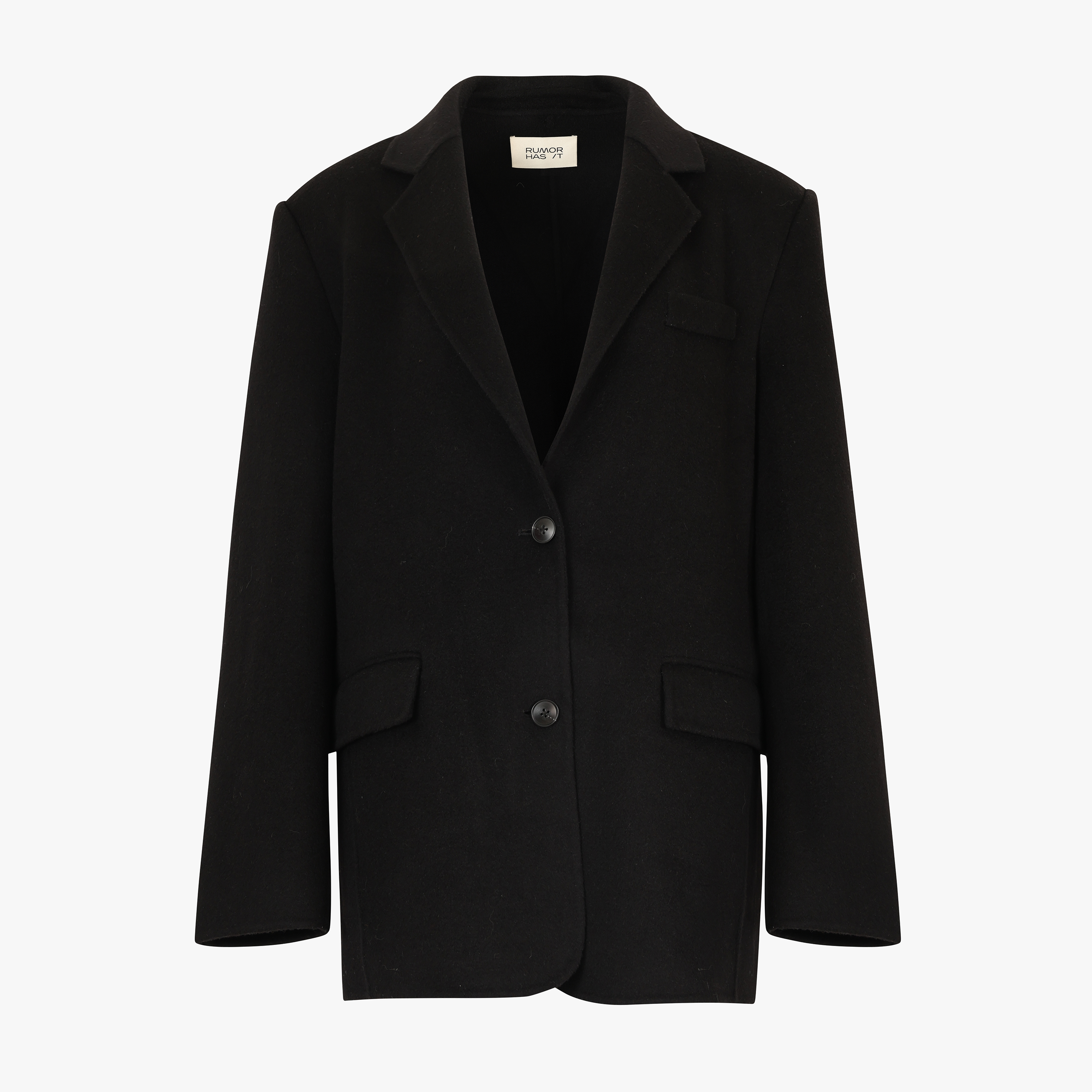 Oversized Wool Blazer-Black