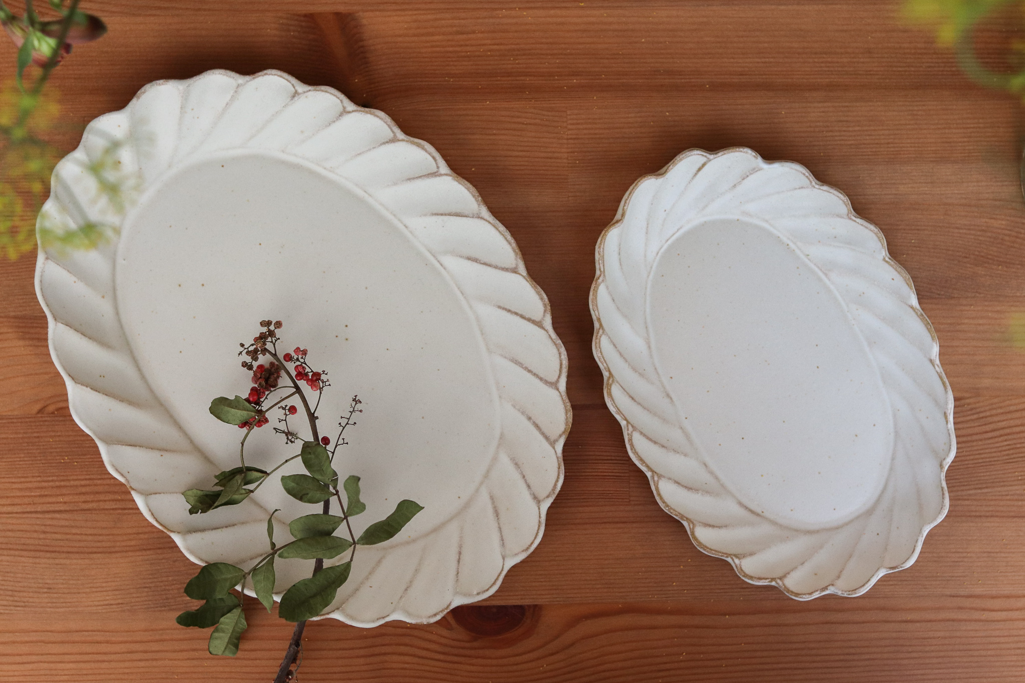 Mashiko Yaki 益子燒 若林健吾 斜菊紋 橢圓盤