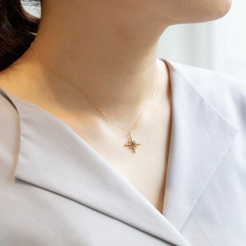 【me.luxe】K10藍寶鑽石星項鍊