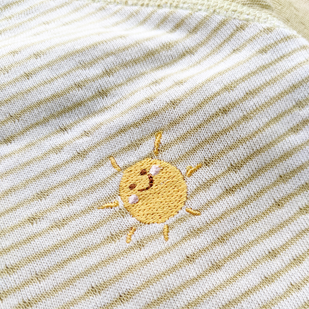 有機棉嬰兒雙層彩長袖連身衣-褐條 | 藍天畫布有機棉