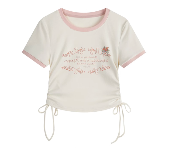 Right shoulder crew neck short sleeve T-shirt