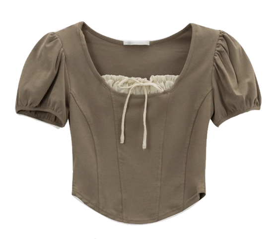 Lace-up short-sleeved top